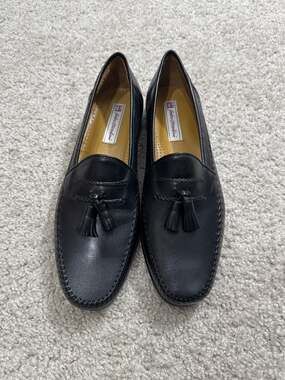 Sandro Moscoloni Men's Black Leather Tassel Loafers Size 13
